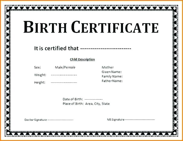 Official Birth Certificate Template