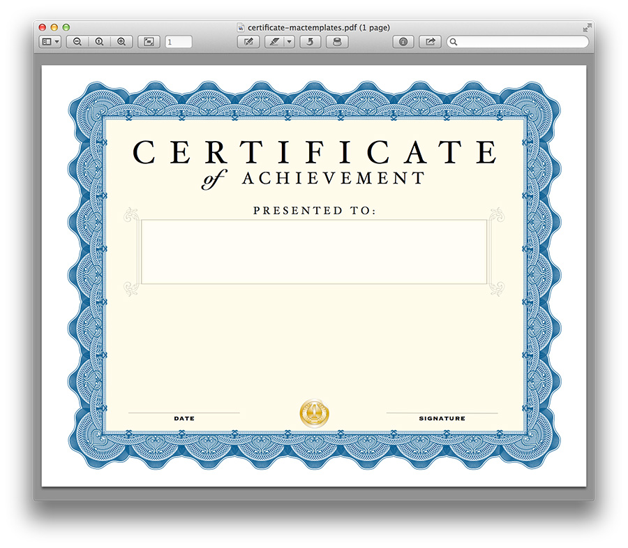 Pages Certificate Templates