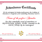 Perfect Attendance Certificate Template