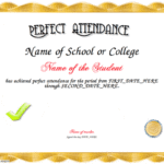 Perfect Attendance Certificate Template