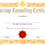 Premarital Counseling Certificate Of Completion Template