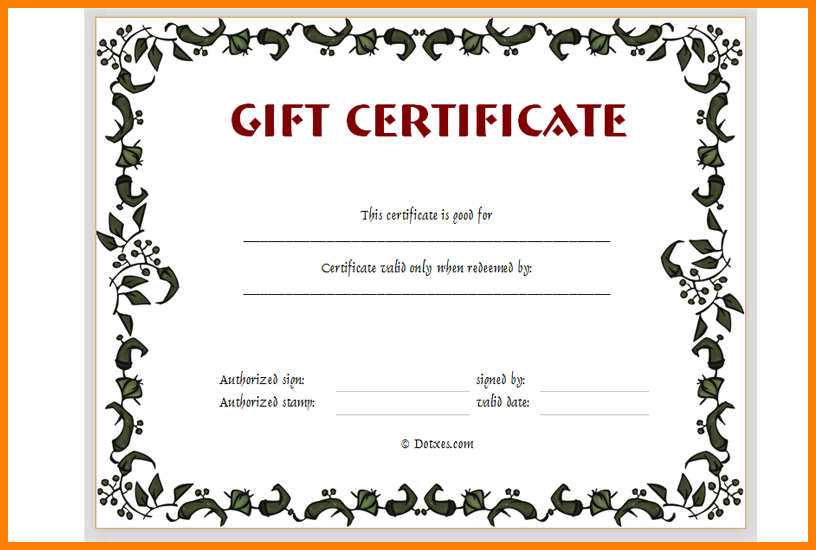 Printable Gift Certificates Templates Free