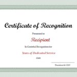 Recognition Of Service Certificate Template