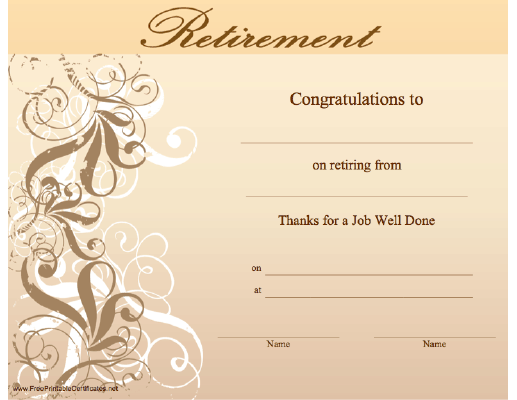 Retirement Certificate Template