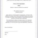 Sample Certificate Employment Template