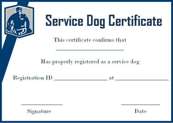 Service Dog Certificate Template