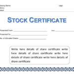 Stock Certificate Template Word