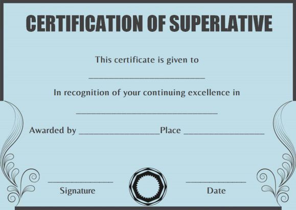 Superlative Certificate Template