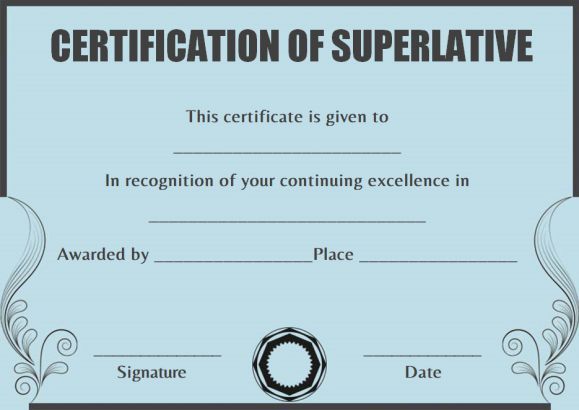 Superlative Certificate Template