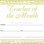 Teacher Of The Month Certificate Template