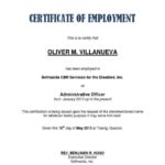 Template Of Certificate Of Employment