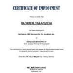 Template Of Certificate Of Employment