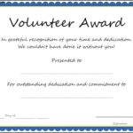 Volunteer Award Certificate Template