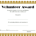 Volunteer Award Certificate Template