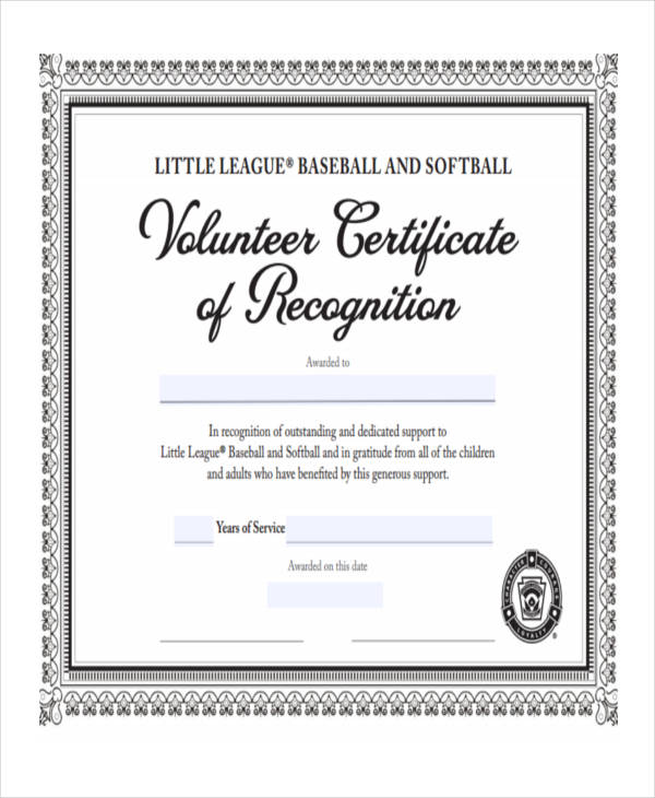 Volunteer Certificate Template