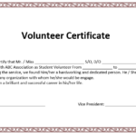 Volunteer Certificate Template