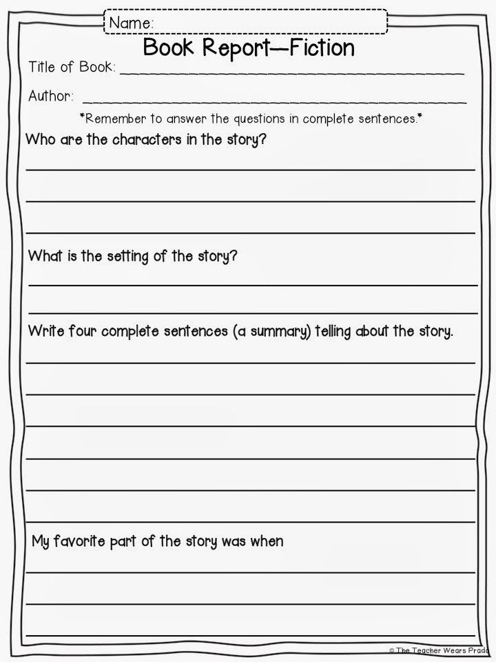 2Nd Grade Book Report Template