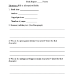 4Th Grade Book Report Template