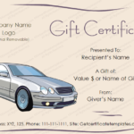 Automotive Gift Certificate Template