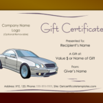 Automotive Gift Certificate Template