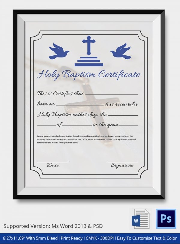 Baptism Certificate Template Download