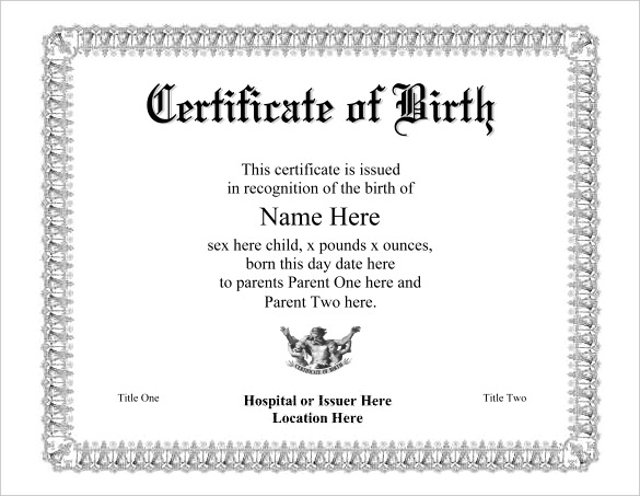 Birth Certificate Fake Template