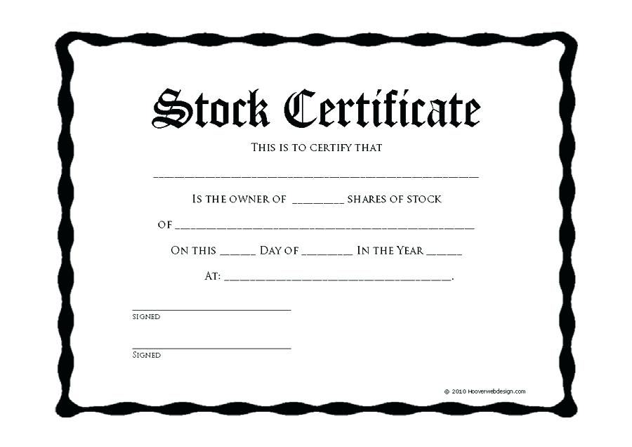 Blank Share Certificate Template Free