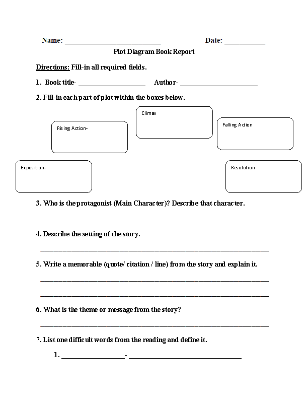 Book Report Template 4Th Grade