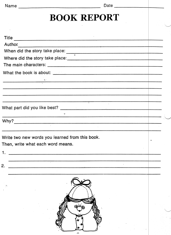 Book Report Template 5Th Grade