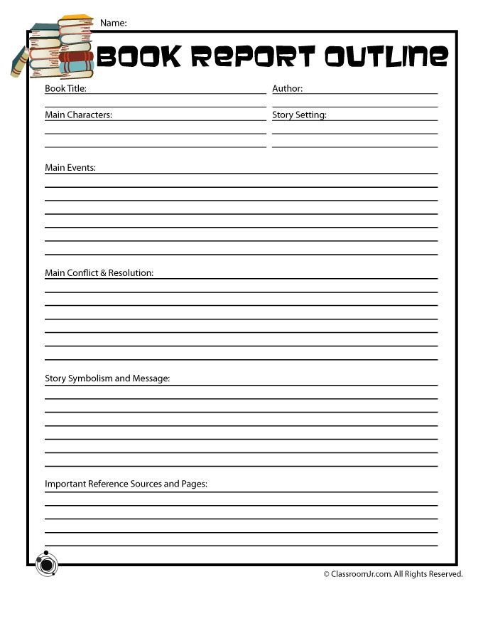 Book Report Template Middle School