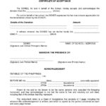 Certificate Of Acceptance Template