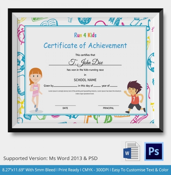 Certificate Of Achievement Template For Kids