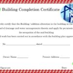 Certificate Of Completion Construction Templates