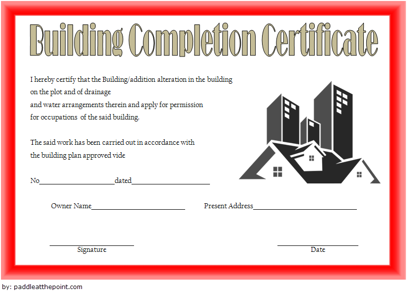 Certificate Of Completion Construction Templates