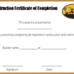 Certificate Of Completion Construction Templates