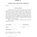 Certificate Of Completion Construction Templates