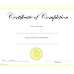 Certificate Of Completion Free Template Word