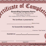 Certificate Of Completion Free Template Word