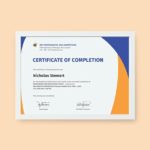 Certificate Of Completion Free Template Word