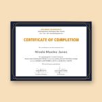 Certificate Of Completion Free Template Word