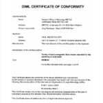 Certificate Of Conformance Template Free