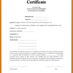 Certificate Of Conformance Template Free