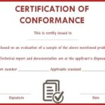 Certificate Of Conformance Template Free