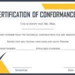 Certificate Of Conformance Template Free