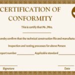 Certificate Of Conformance Template Free