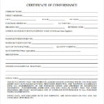 Certificate Of Conformity Template