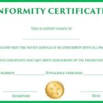 Certificate Of Conformity Template