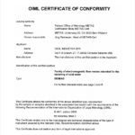 Certificate Of Conformity Template