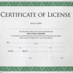 Certificate Of License Template