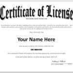 Certificate Of License Template